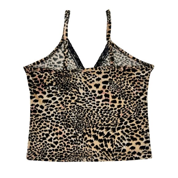 Vintage Y2K Expressions Leopard Print Lace Trim V-Neck Camisole Top Late 90s M - Picture 5 of 11